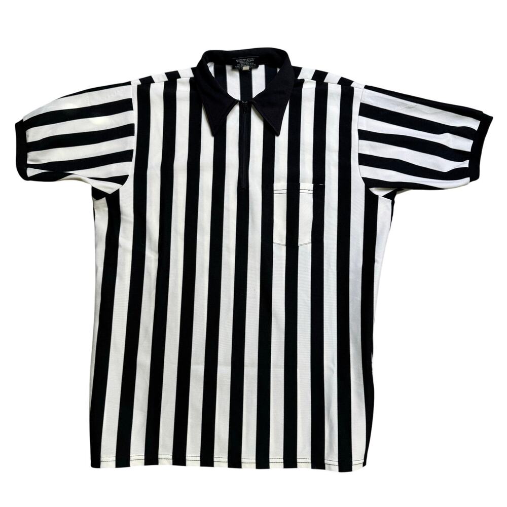 REFEREE SHIRT STRIPED XL EXTRA LARGE FITTED RED FOX ATHLETIC WEAR WHITE BLACK